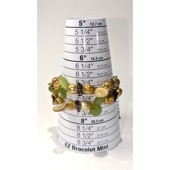 Green Gold and Cream Bead and Stone Bracelet - Picture 8 of 8